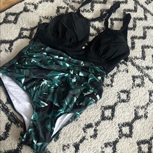 Tropical Leaf Print Swimsuit